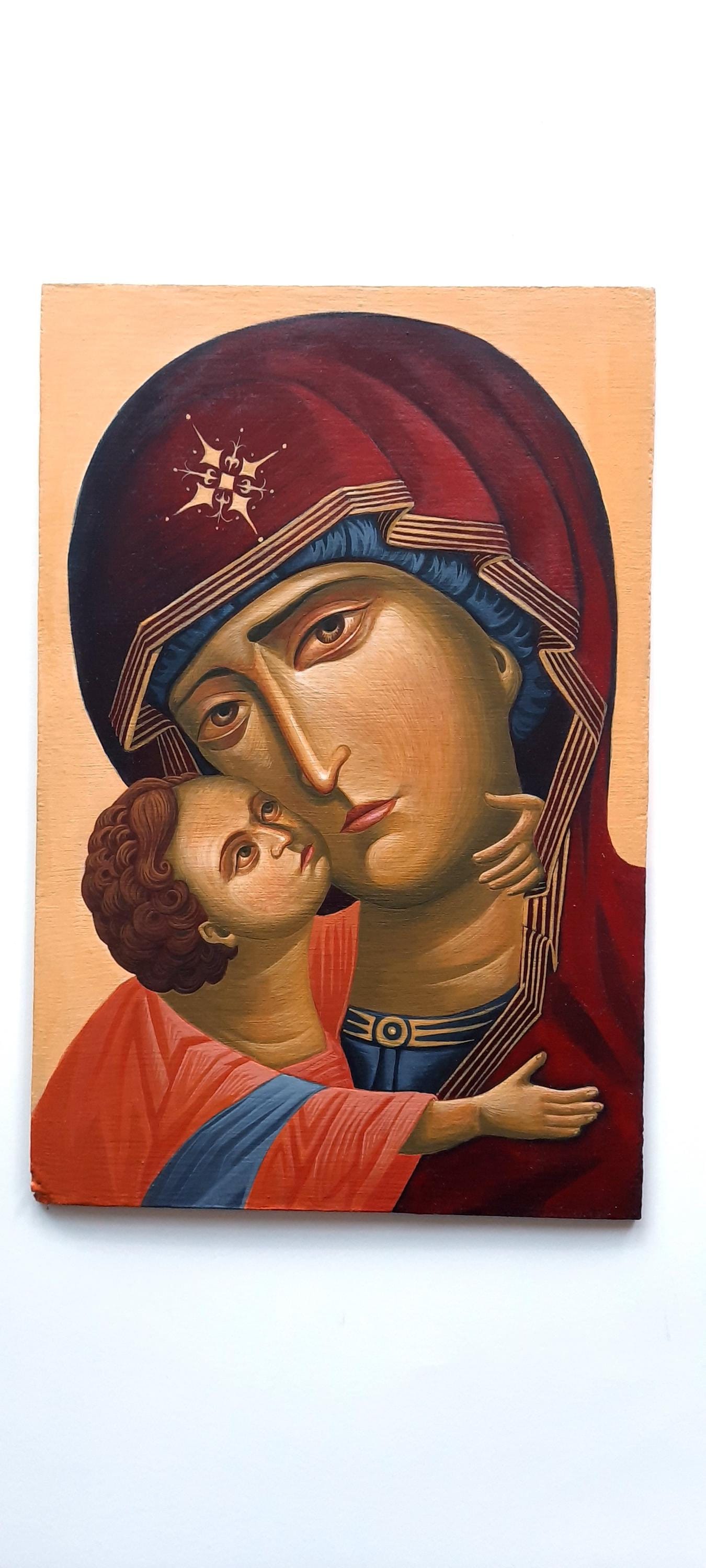 ウラジミールの聖母の手描きイコン - 伝統的な正教会のイコン画 - Etsy