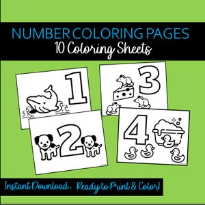 1 - 10 Printable Numbers Coloring Pages, Coloring Page, Preschool Activities, Prek Worksheets, Homeschool Printable, Preschool Sheets