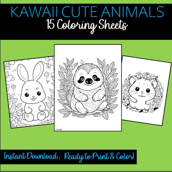 Woodland Animals Coloring Pages Etsy