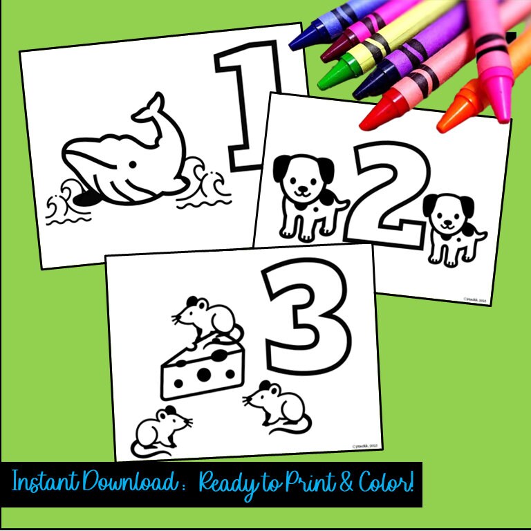 1 - 10 Printable Numbers Coloring Pages, Coloring Page, Preschool