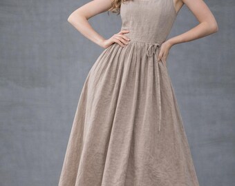 Custom Linen Maxi Dress: Handmade Sleeveless Summer Dress