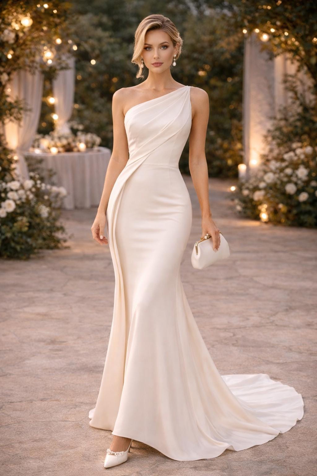 One Shoulder Ivory Dress - Etsy