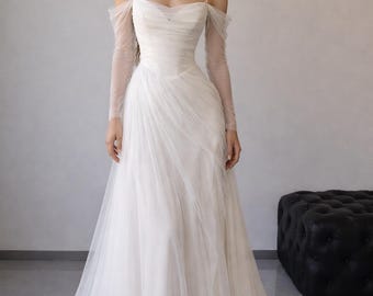 Personalized Minimalist Tulle Wedding Dress, Custom Bridal Gown
