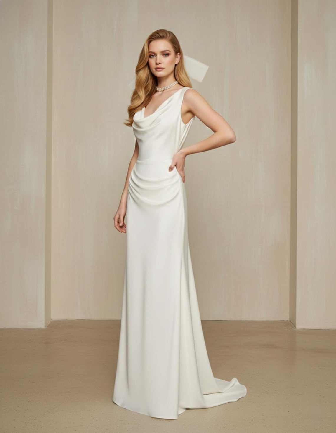 Elegant Ivory Satin Cowl Neck Wedding Dress Minimalist Bridal Gown Etsy — free download