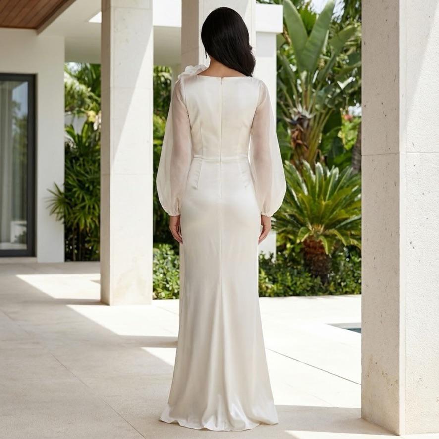 white elegant dresses for women White Cape Elegant Formal Evening A-line Long Prom Dresses fg4782