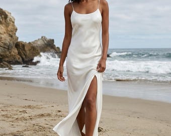 white chiffon slip dress ROTATE Chiffon Slip Dress