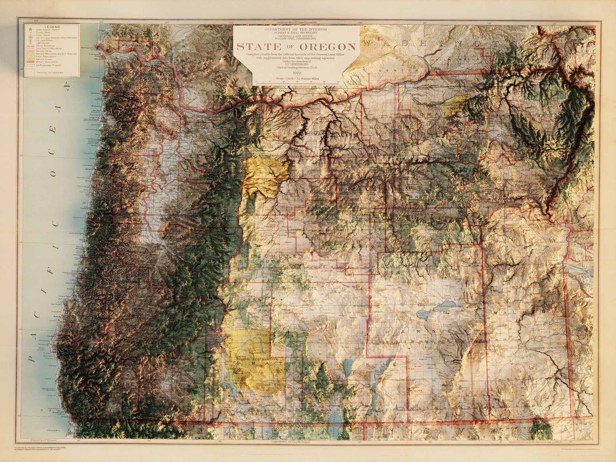 1922 Oregon Map - Etsy