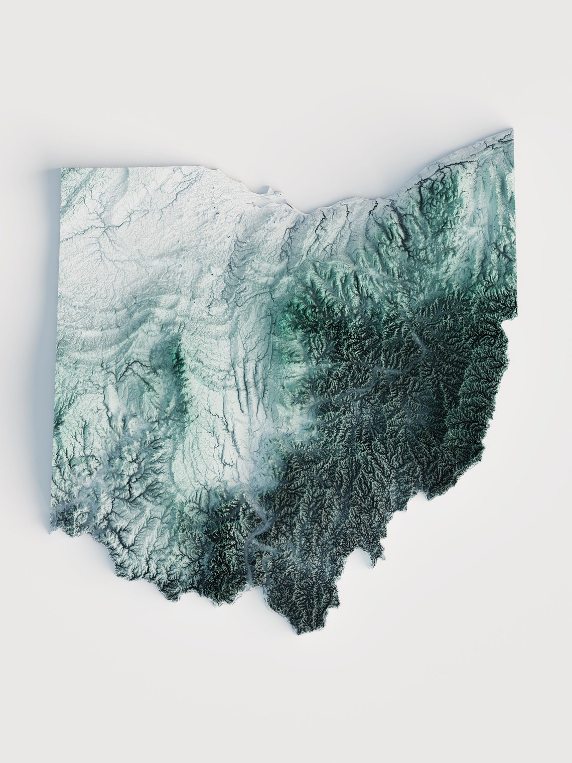 Modern Ohio Relief Map Etsy