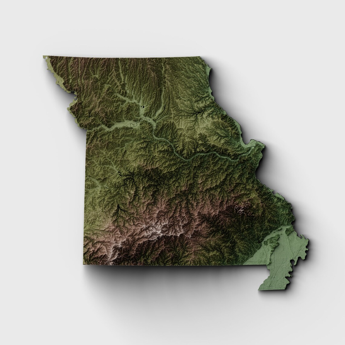 Modern Missouri Relief Map Etsy