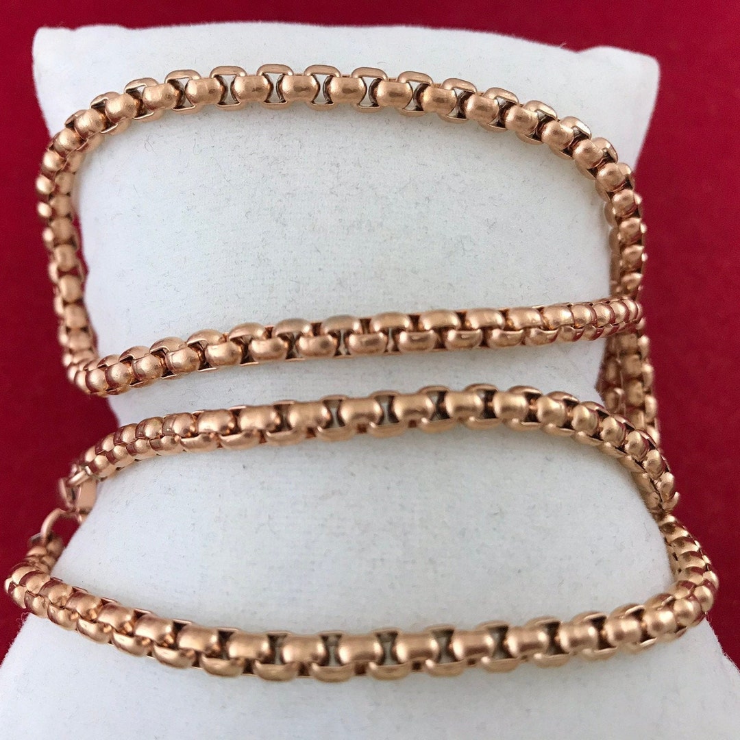 14k Rose Gold Filled Round Rollo Box Link Chain Necklace Bracelet ...