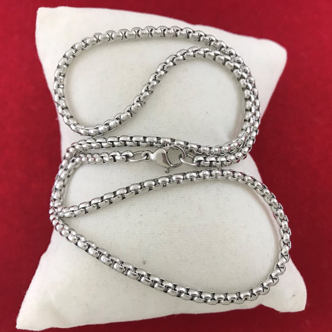 14k White Gold Filled Round Rollo Box Link Chain Choker Necklace Anklet ...