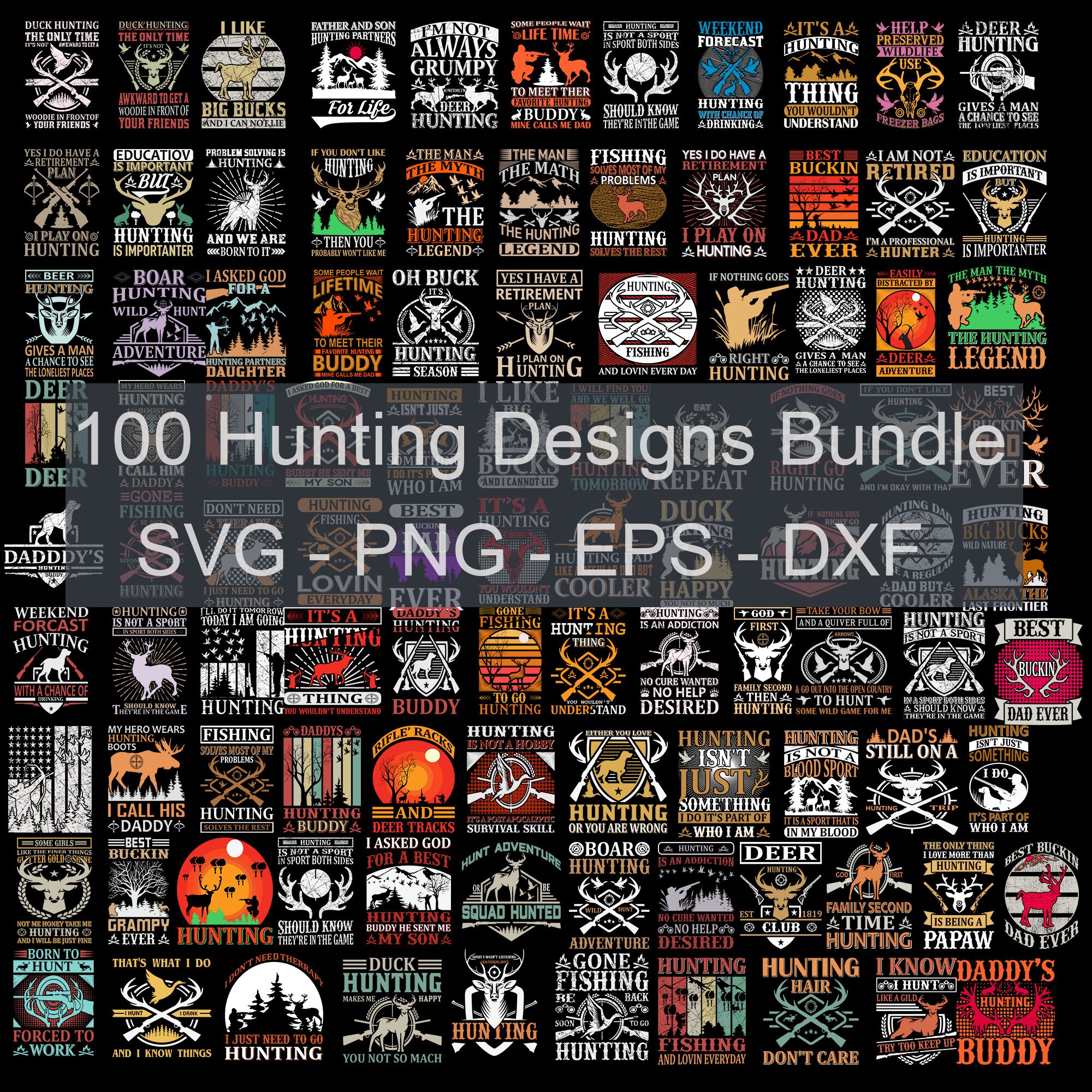 Download Hunting SVG Bundle 100 Designs Printable cut files | Etsy