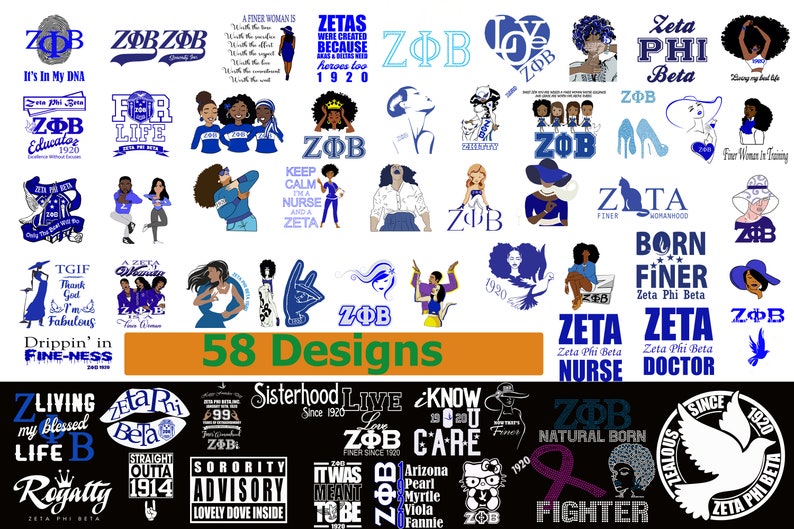 Zeta Phi Beta Bundle SVG Quotes Logo Finer Womanhood Zeta | Etsy