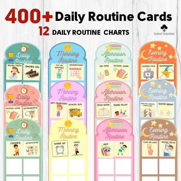 Daily Routine Cards, Visual Schedule, Printable Daily Routine Charts, Kids Daily Rhythm Cards, Toddler Routine Cards, Bedtime Routine
