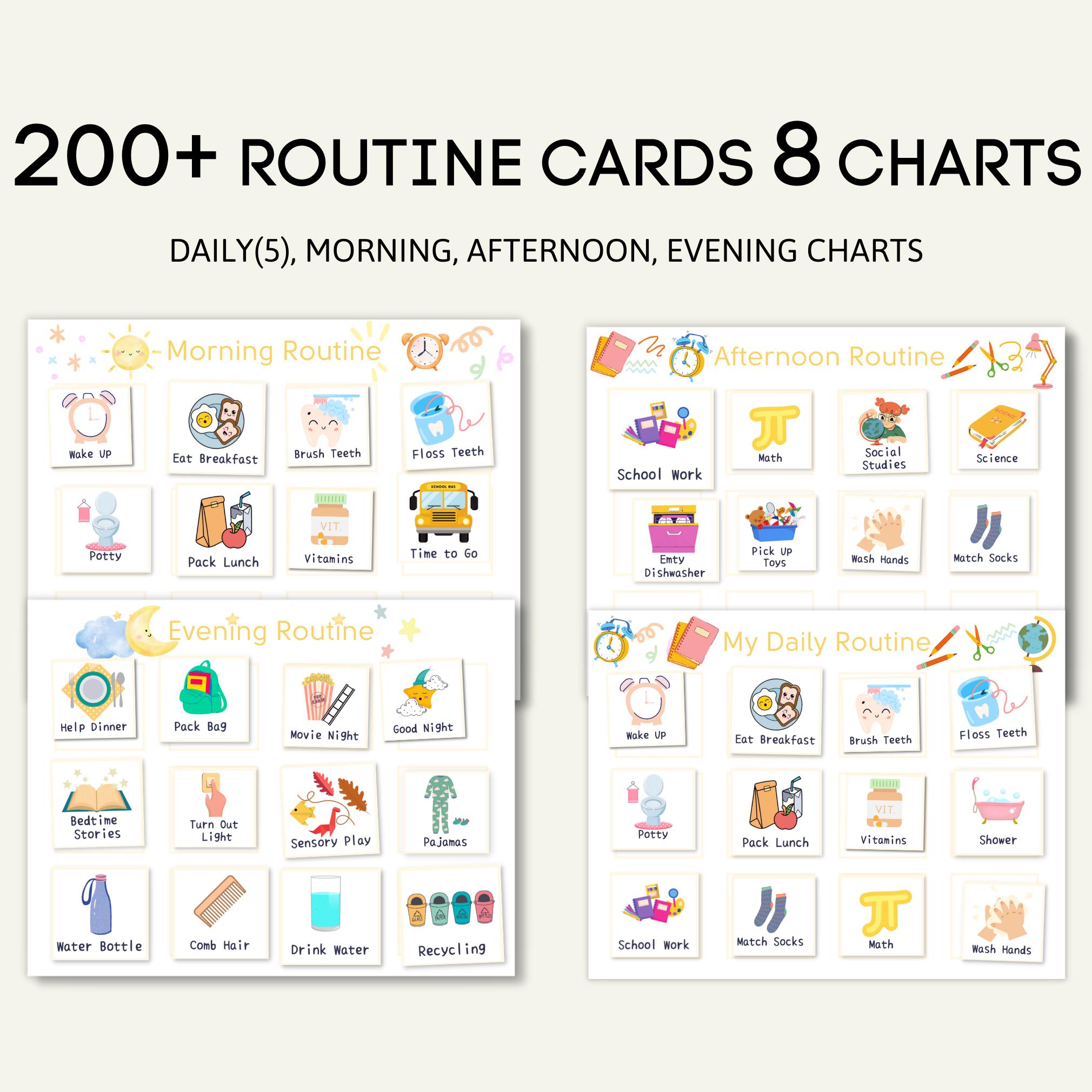 200+ Daily Routine Cards, Editable Kids Daily Rhythm Cards, Toddler ...