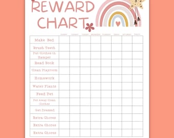 Rainbow Reward Chart for Girls: Editable Chore Tracker (PDF Download, A4/US Letter Sizes