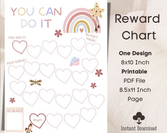 Rainbow Reward Chart | Printable Rainbow Behavior Chart | Daily Chore Chart | Kids Routine Sticker Chart | Cute Rainbow Reward Chore Chart