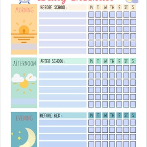 Kids Daily School  Checklist, Responsibility Chart, To Do List, Editable Chore Chart, For Boys, Daily Routine, Homeschool Planner