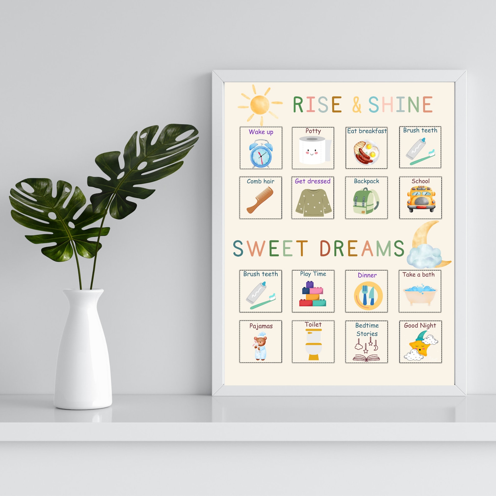 Morning and Evening Routine Cards for Kids, Visual Daily Schedule ...
