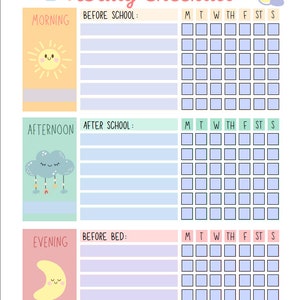 Kids Daily School Checklist, Responsibility Chart, To Do List, Editable Chore Chart, Printable PDF, Daily Routine, Homeschool Planner image 6