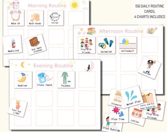 Cartes et graphiques des routines quotidiennes, liste de contrôle des routines pour tout-petits, programme visuel pour enfants, cartes de rythme quotidien, routine personnalisée, imprimable, modifiable