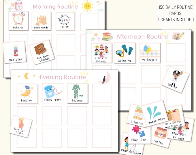 Kids Routine Chart: Daily Task Cards (digital Download) - Etsy Canada