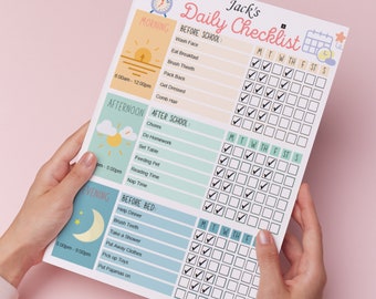 Kinder tägliche Checkliste, Kinder Planer, Kinder Checkliste, Kinder tägliche Routine, Kinder To Do Liste, Kinder Schule Checkliste, Chore Chart, für Jungen