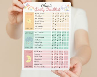 Kids Daily School  Checklist, Responsibility Chart, To Do List, Editable Chore Chart, Printable PDF, Daily Routine, Homeschool Planner