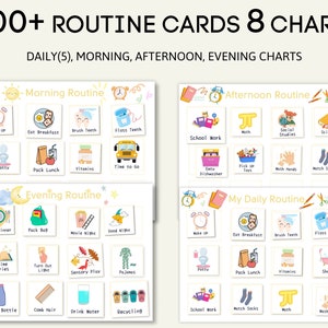 200+ Daily Routine Cards, Editable Kids Daily Rhythm Cards, Toddler Routine Cards, Custom Routine, Printable, Daily and Weekly Routine Cards