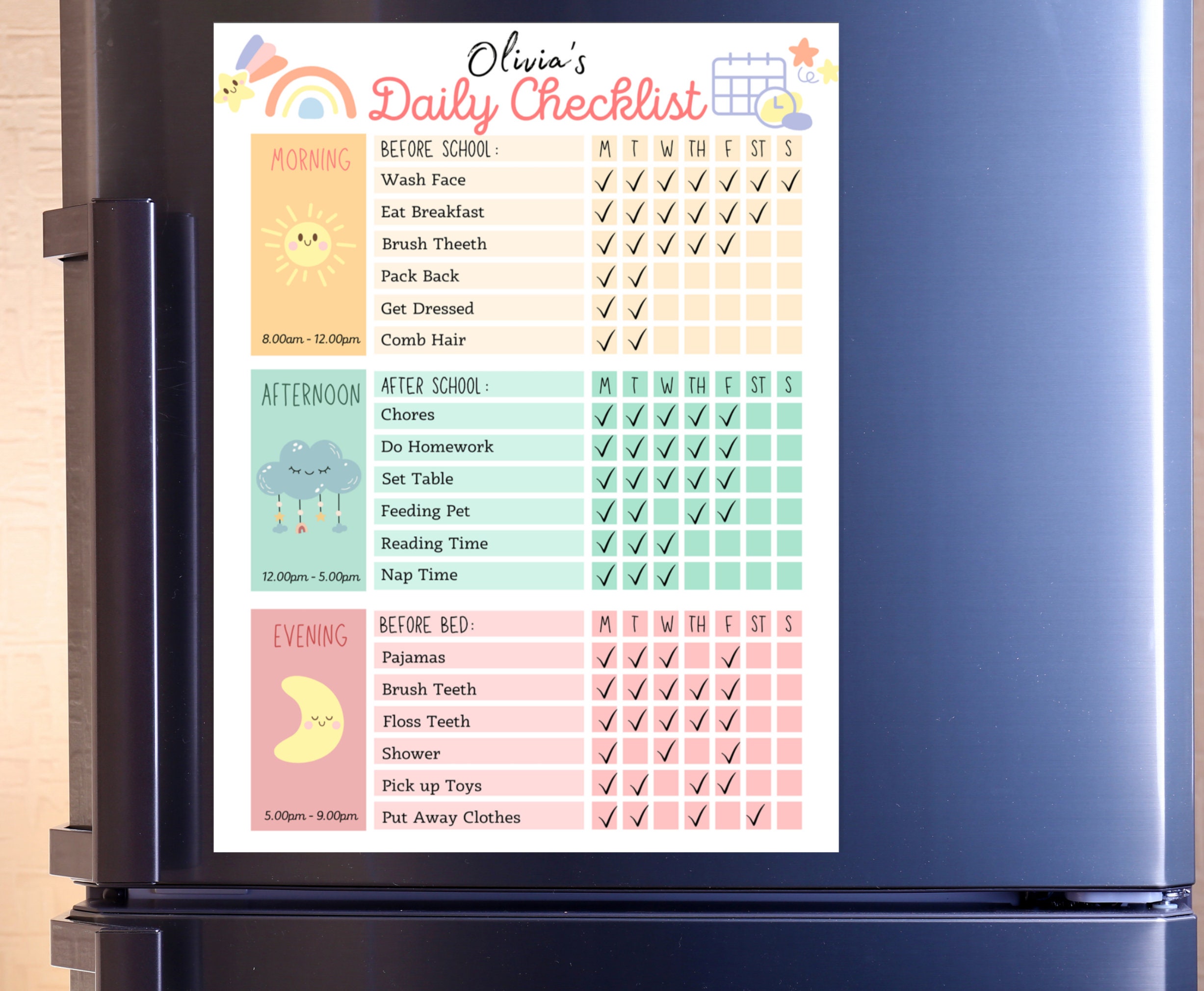 kids-daily-school-checklist-responsibility-chart-to-do-list-etsy