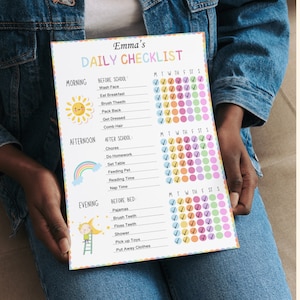 Kids Daily Checklist, Kids Planner, Kids Checklist, Kids Daily Routine, Kids To Do List, Kids School Checklist, Chore Chart, Printable PDF