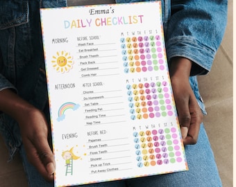 Kids Daily Checklist, Kids Planner, Kids Checklist, Kids Daily Routine, Kids To Do List, Kids School Checklist, Chore Chart, Printable PDF