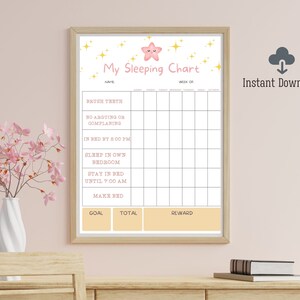 Printable Kid's Sleeping Chart, Kids Stay in Bed All Night Reward Chart ...