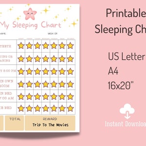 Printable Kid's Sleeping Chart Kids Stay in Bed All Night | Etsy