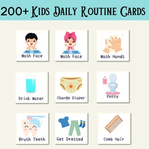 Über 200 Tagesroutinekarten, bearbeitbare Tagesrhythmuskarten für Kinder, Kleinkindroutinekarten, benutzerdefinierte Routinekarten, druckbare, tägliche und wöchentliche Routinekarten