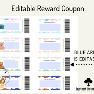 Printable Kids Reward Coupons, Editable Reward Coupons, Pre-filled ...