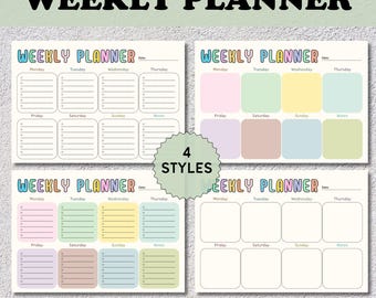 Bewerkbare weekplanner | Afdrukbaar, digitaal | Weekplanner pdf | Wekelijkse organisator | Sjabloon voor wekelijkse takenlijst | Wekelijks schema