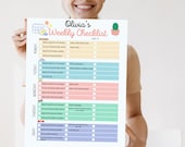 Editable Weekly Checklist, Weekly Planner for Kids, Student Calendar, Weekly Organizer, Weekly To Do List, Weekly Schedule, Digital Planner