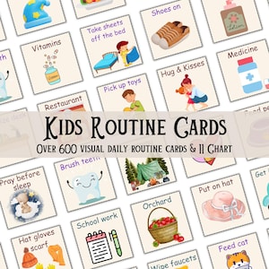 Tarjetas de rutina diaria, programa visual, cuadro de rutina para niños pequeños, cuadro de tareas para niños, lista de verificación de ritmo diario, preescolar Montessori, editable