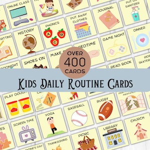Über 400 Tagesroutinekarten, Tagesrhythmuskarten für Kinder, Kleinkindroutinekarten, benutzerdefinierte Routinekarten, druckbare, tägliche und wöchentliche Routinekarten