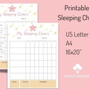 Printable Kid's Sleeping Chart Kids Stay in Bed All Night | Etsy