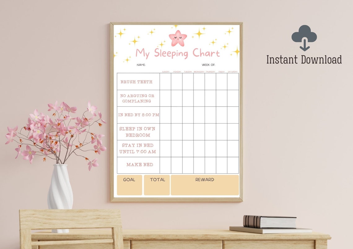 Printable Kid's Sleeping Chart Kids Stay in Bed All Night | Etsy