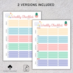 Editable Weekly Checklist, Weekly Planner for Kids, Student Calendar ...