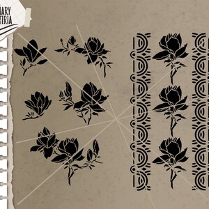 Schablone Magnolia Svg, Schablone schneiden Dateien SVG, DXF, EPS, Laser-Dateien, Dateien für Cricut, Silhouette, Cameo, digitale Dateien Instant Download