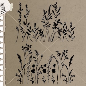 Stencil Plants svg, Stencil Grass svg, stencil svg, dxf, eps, ai, Files for Cricut, Silhouette, Cameo, Digital Files Instant Download