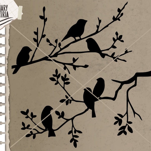 Birds svg, birds on branches svg, bird eps, dxf, Digital Files Instant Download, Files for Cricut, Silhouette, Cameo