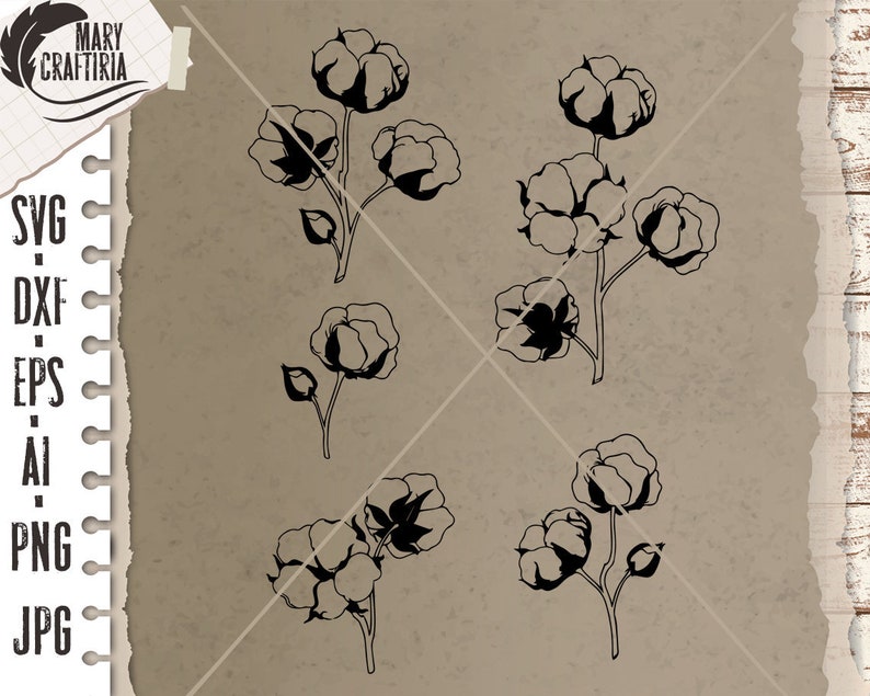 Cotton Clipart Svg Flower Svg Dxf Cut Files Eps Files for - Etsy