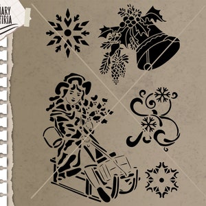 Stencil Christmas svg, cut files svg, eps, png, dxf, Files for Cricut, Silhouette, Cameo, Digital Files