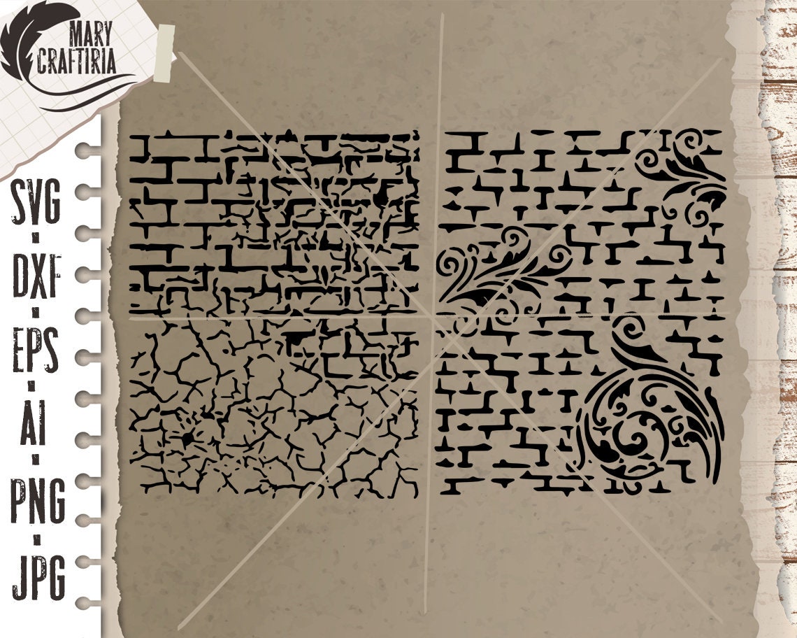 Stencils Brick wall svg dxf stencils wall svg stencils dxf Etsy