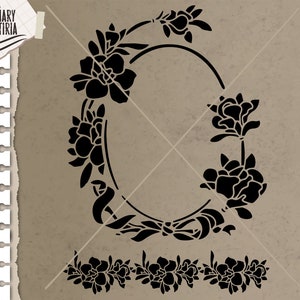 Stencil Floral frame svg, eps, dxf, png, Digital Files Instant Download, Files for Cricut, Silhouette, Cameo, For laser